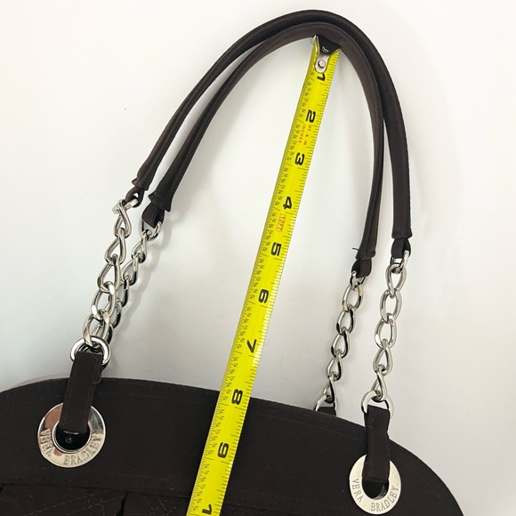 Vera Bradley Brown Microfiber Bag With Chain Shoulder Strap Accents - Picture 14 of 16